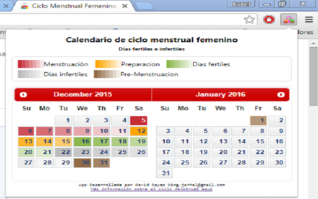 Ciclo Menstrual Femenino chrome谷歌浏览器插件_扩展第1张截图