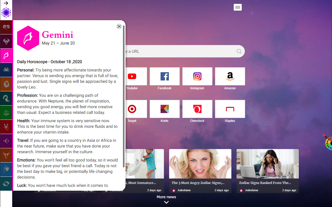 My Horoscope Pro chrome谷歌浏览器插件_扩展第4张截图