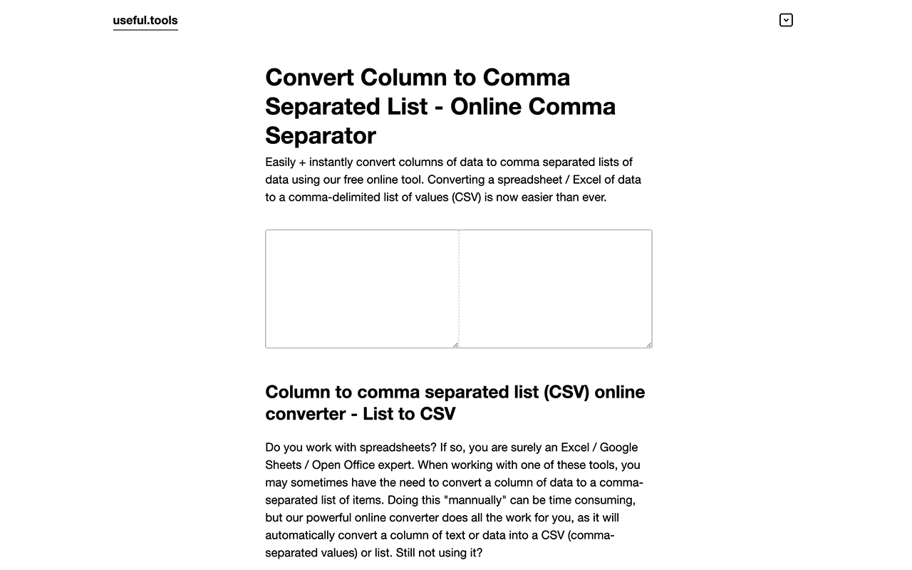Convert Column to Comma Separated List (CSV) chrome谷歌浏览器插件_扩展第4张截图