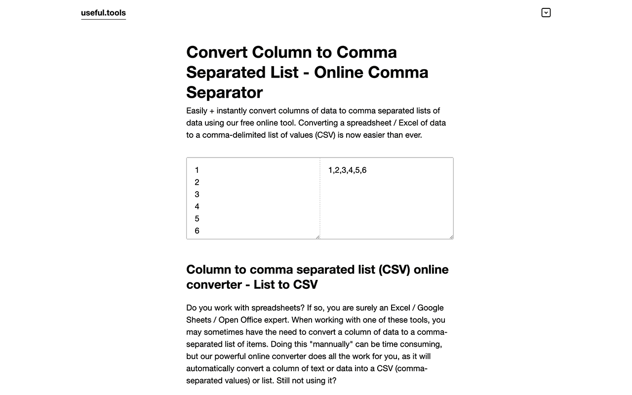 Convert Column to Comma Separated List (CSV) chrome谷歌浏览器插件_扩展第5张截图