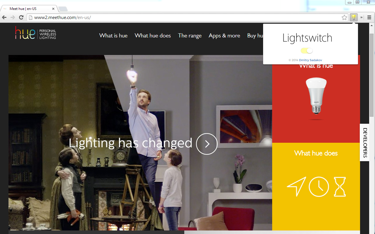 Lightswitch Light for Philips Hue chrome谷歌浏览器插件_扩展第1张截图