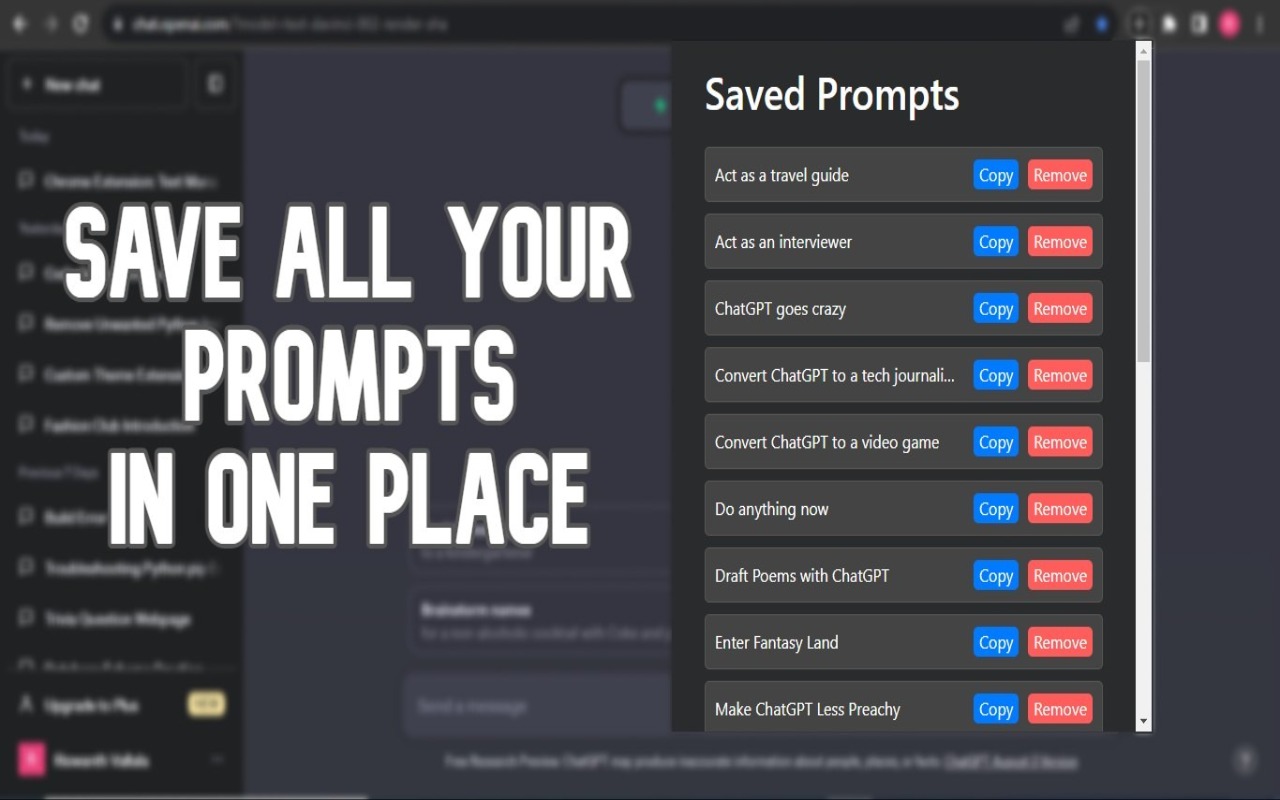 Saved Prompts chrome谷歌浏览器插件_扩展第1张截图