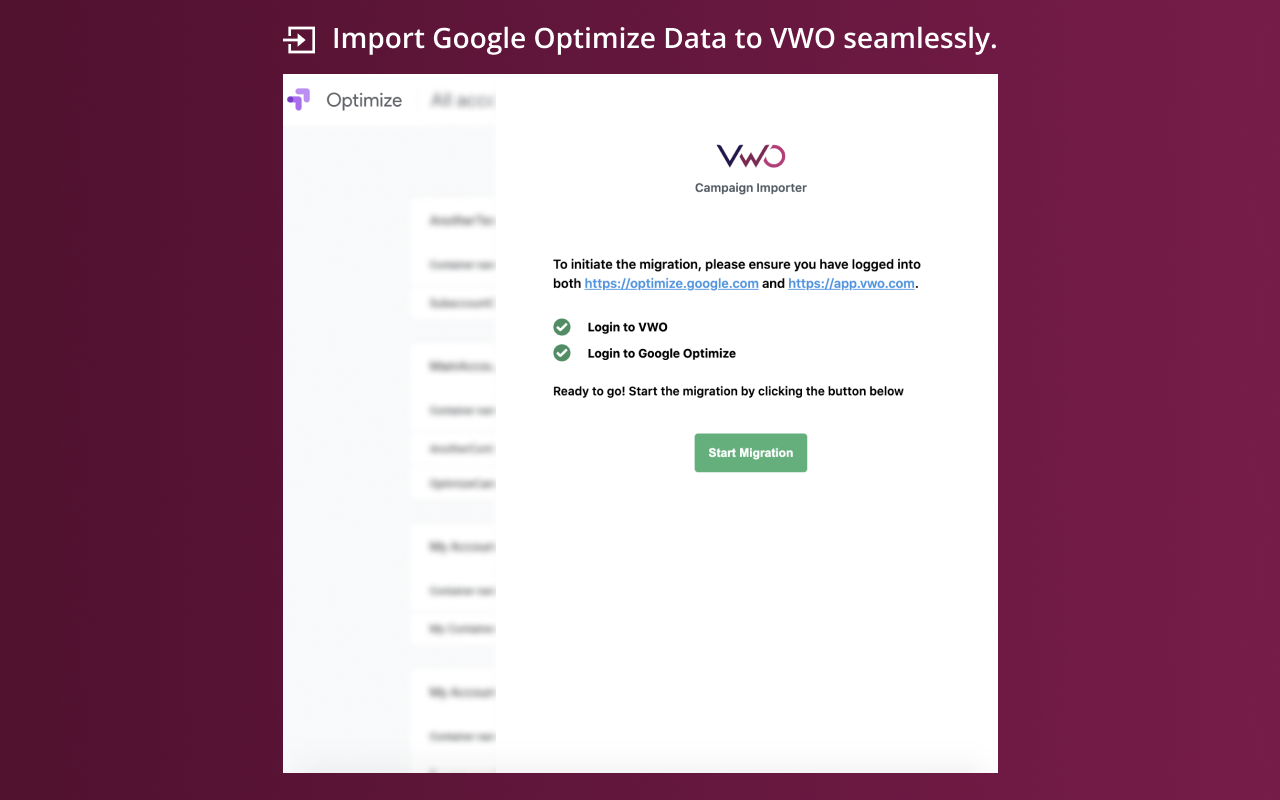 Migrate from Google Optimize to VWO chrome谷歌浏览器插件_扩展第1张截图