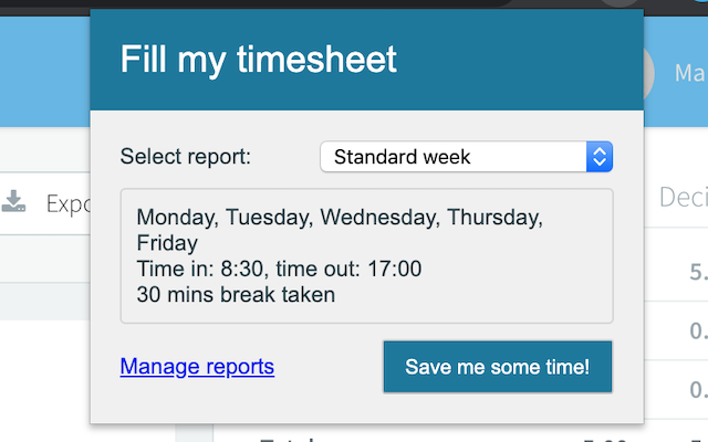 Fill my timesheet! chrome谷歌浏览器插件_扩展第2张截图