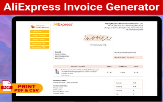 AliExpress Invoice Generator - AliInvoice™️ chrome谷歌浏览器插件_扩展第1张截图