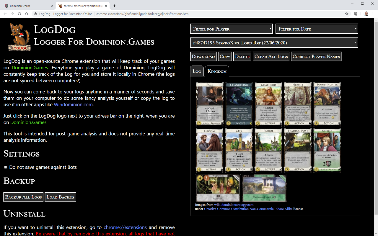 LogDog - Logger for Dominion Online chrome谷歌浏览器插件_扩展第4张截图