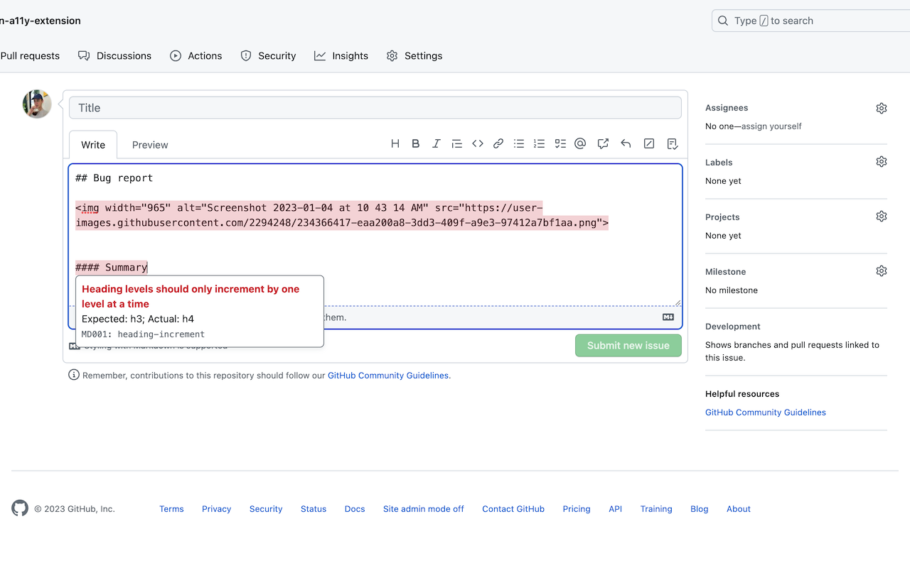 Accessibility Checker for GitHub Markdown chrome谷歌浏览器插件_扩展第1张截图
