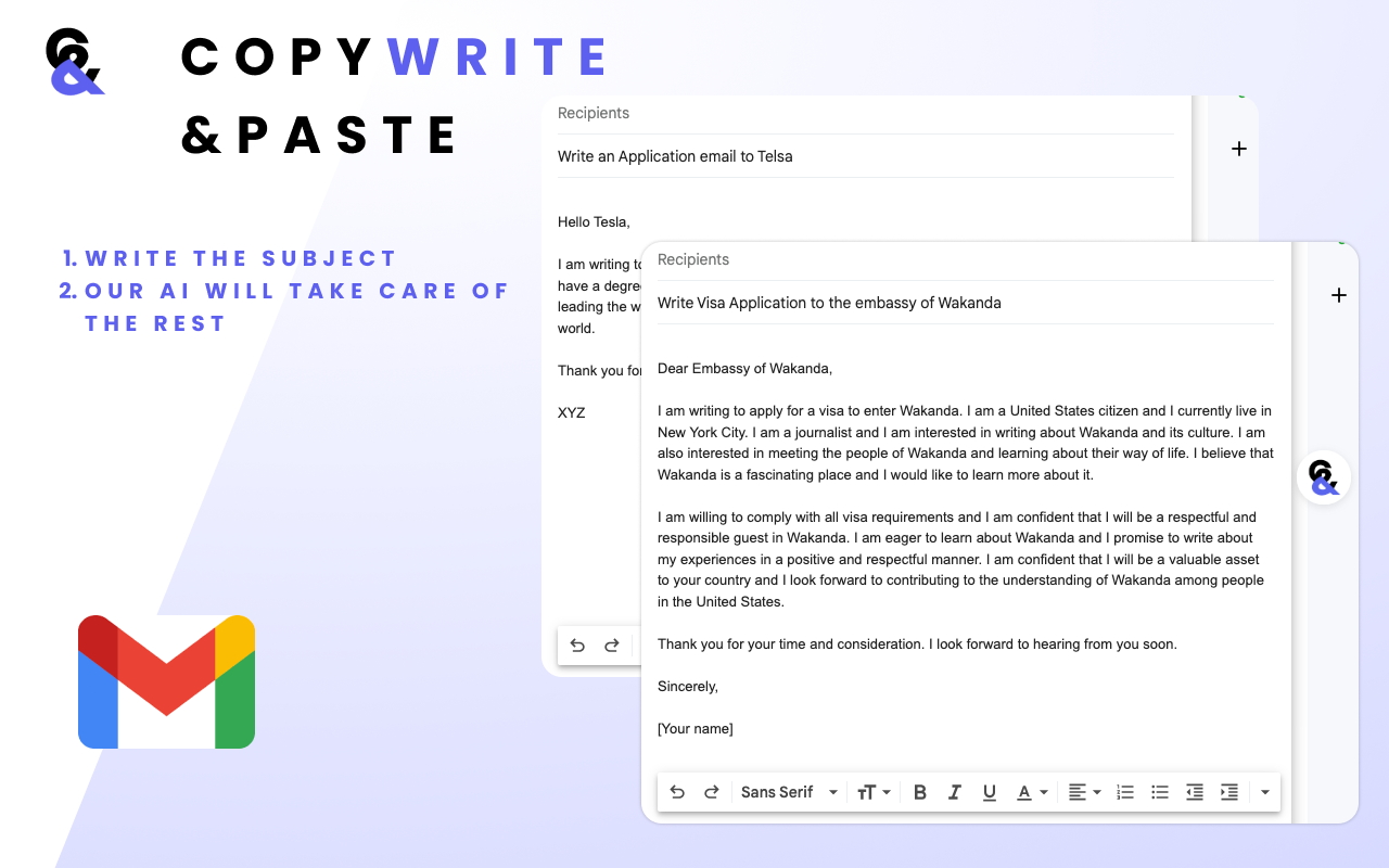 Copywrite & Paste - AI writing Assistant chrome谷歌浏览器插件_扩展第1张截图
