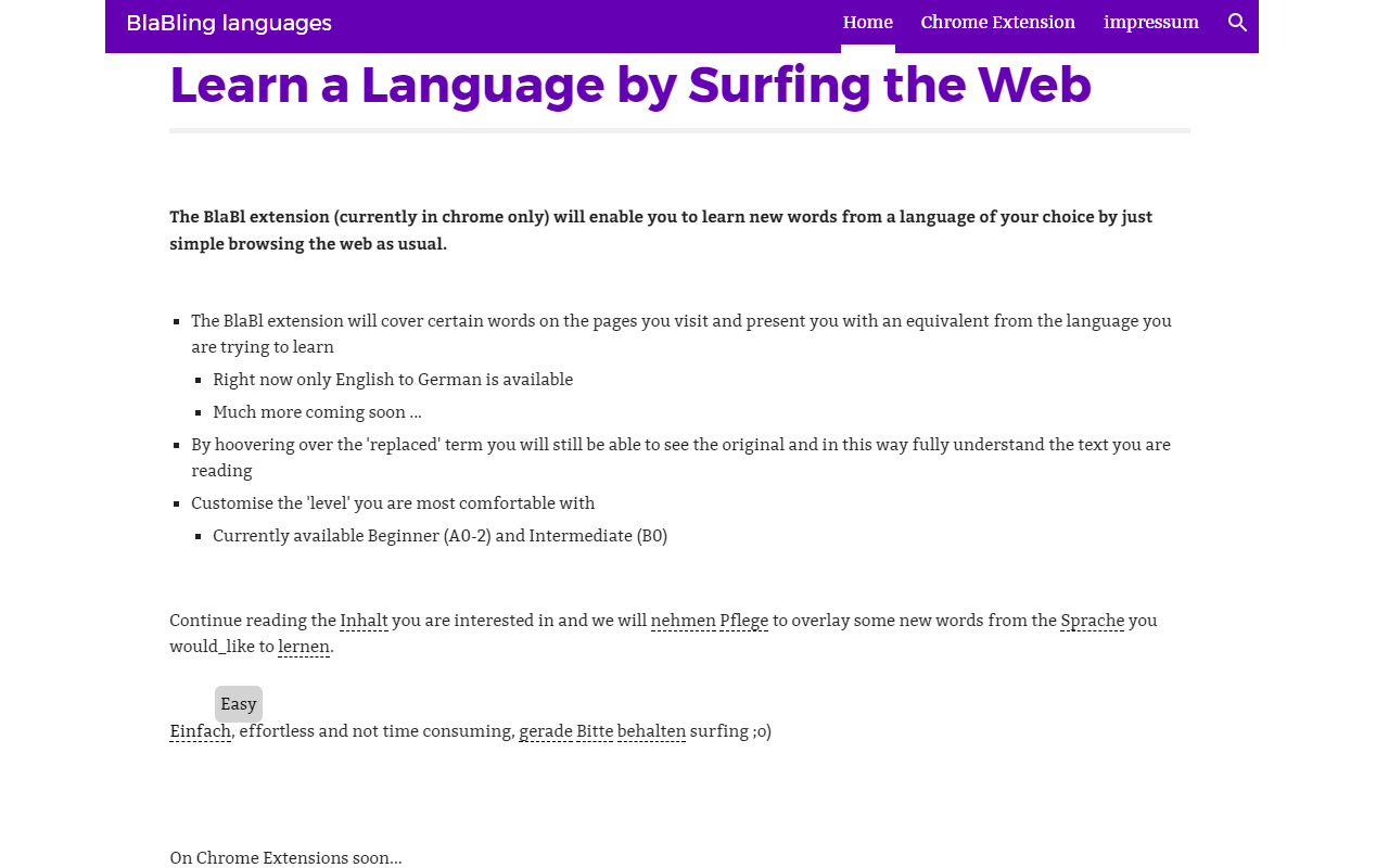 BlabLing - learning German by surfing (Beta) chrome谷歌浏览器插件_扩展第2张截图