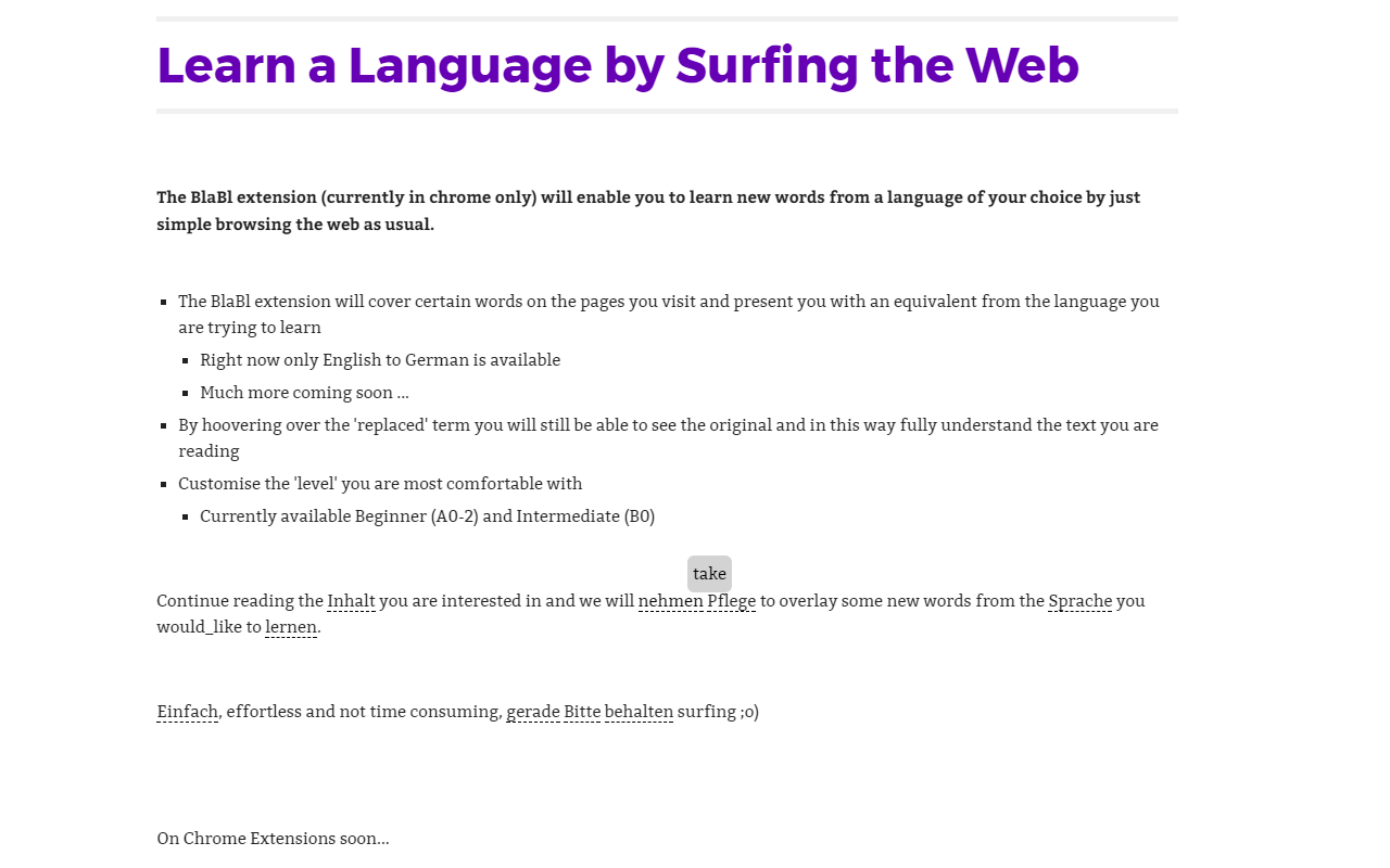 BlabLing - learning German by surfing (Beta) chrome谷歌浏览器插件_扩展第3张截图