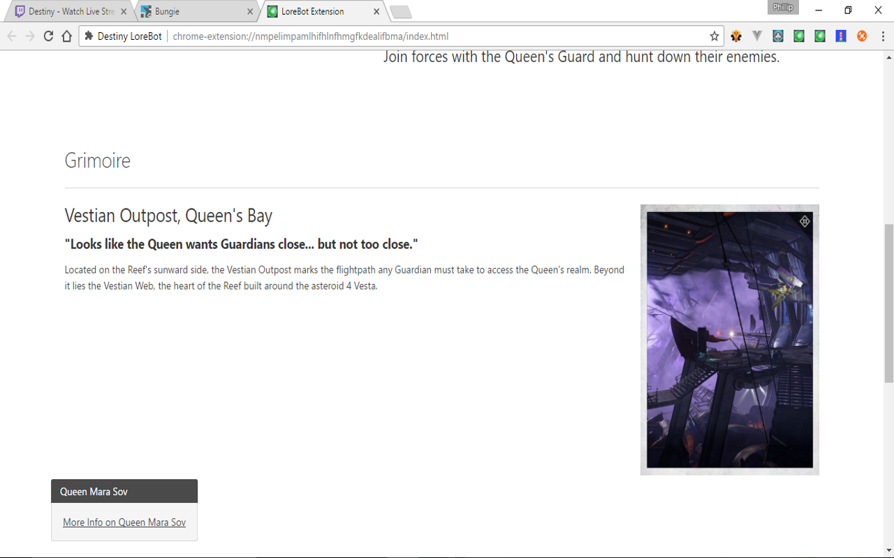 Destiny LoreBot chrome谷歌浏览器插件_扩展第1张截图