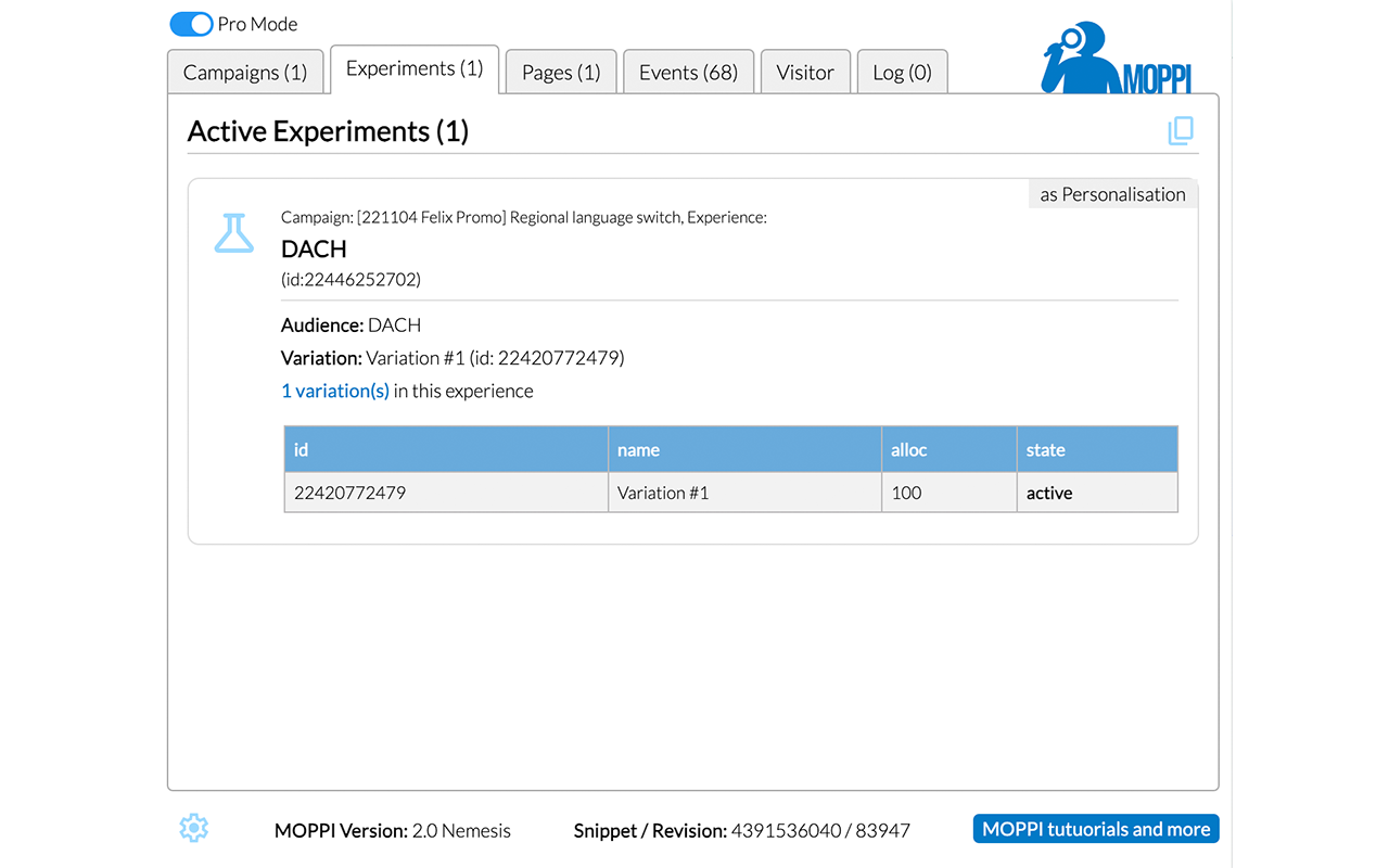 MOPPI - my Optimizely Power Inspector chrome谷歌浏览器插件_扩展第4张截图