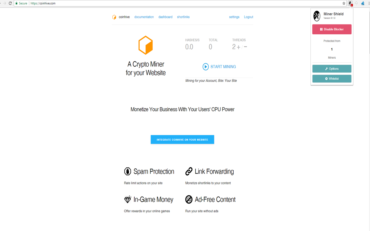 Miners Shield chrome谷歌浏览器插件_扩展第2张截图