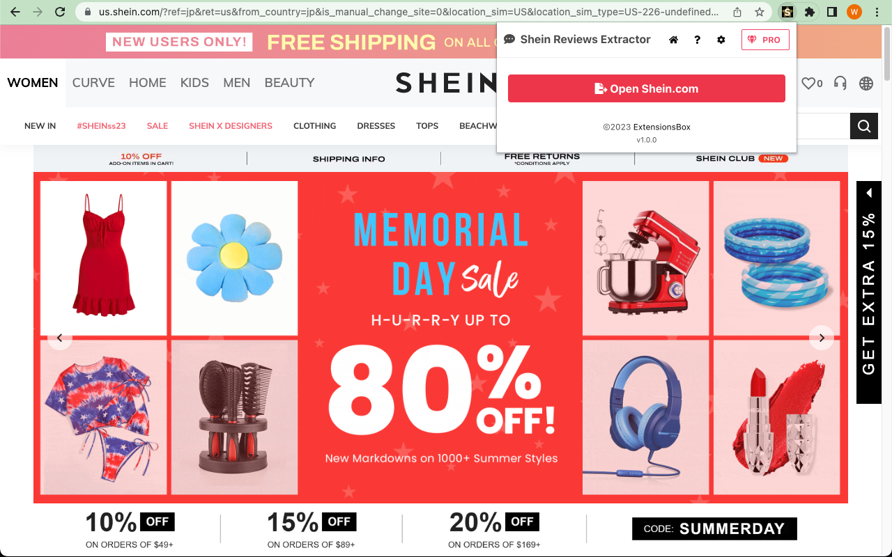 Shein Reviews Extractor - Scrape Reviews to CSV chrome谷歌浏览器插件_扩展第1张截图