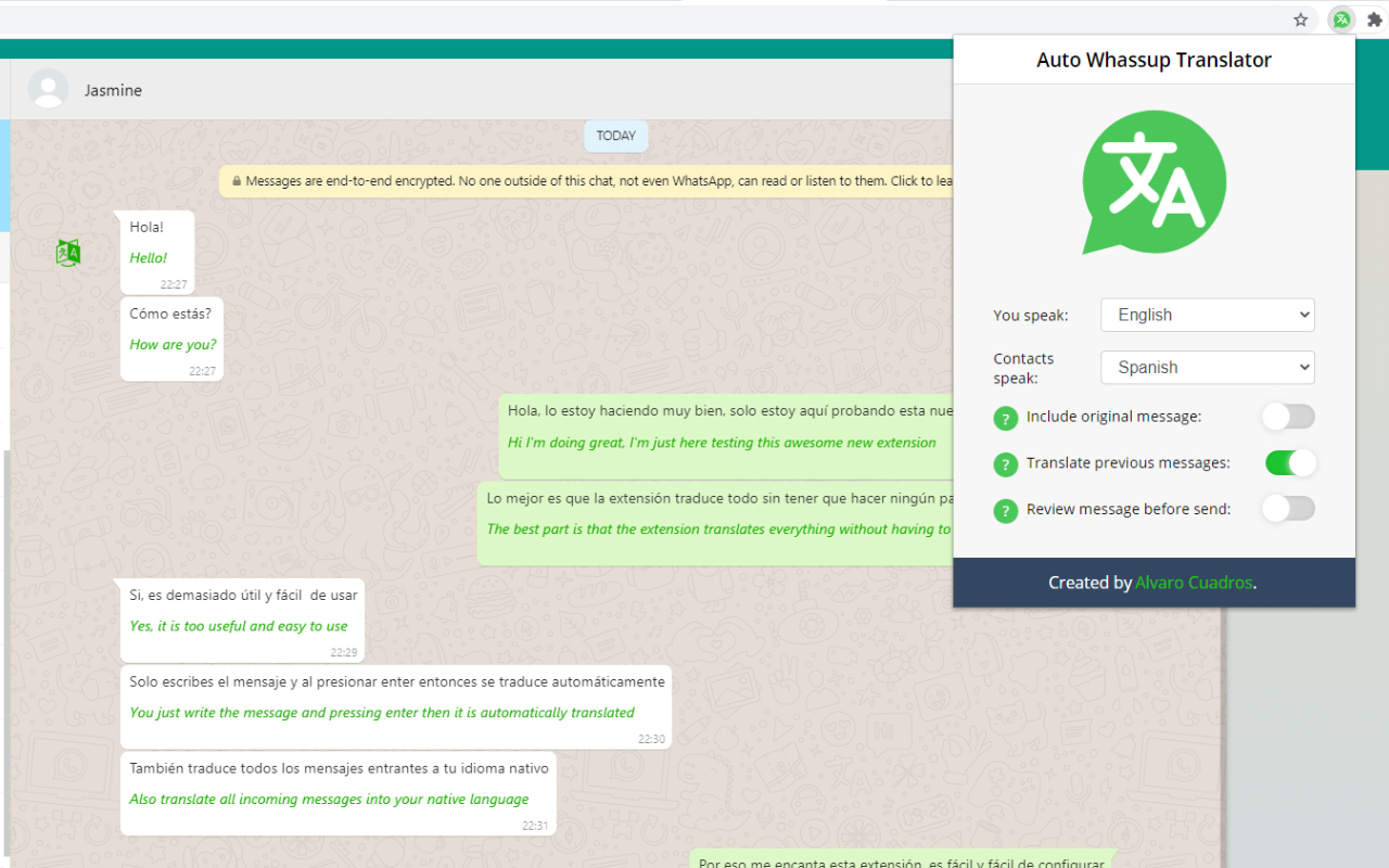 Auto WhatsApp Translator chrome谷歌浏览器插件_扩展第2张截图