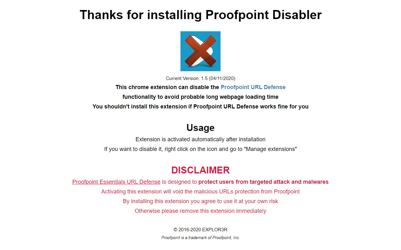 Proofpoint Disabler chrome谷歌浏览器插件_扩展第1张截图