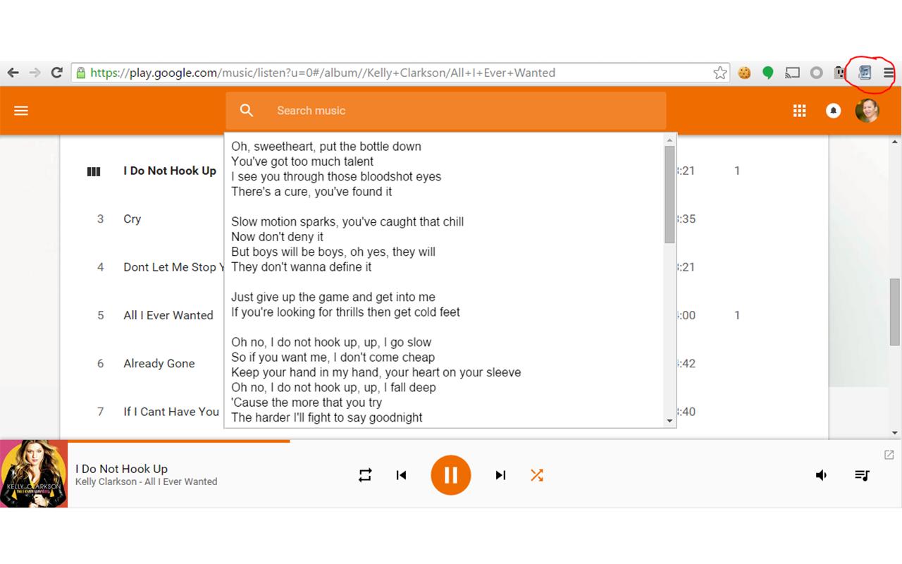 Google Music Lyrics chrome谷歌浏览器插件_扩展第1张截图