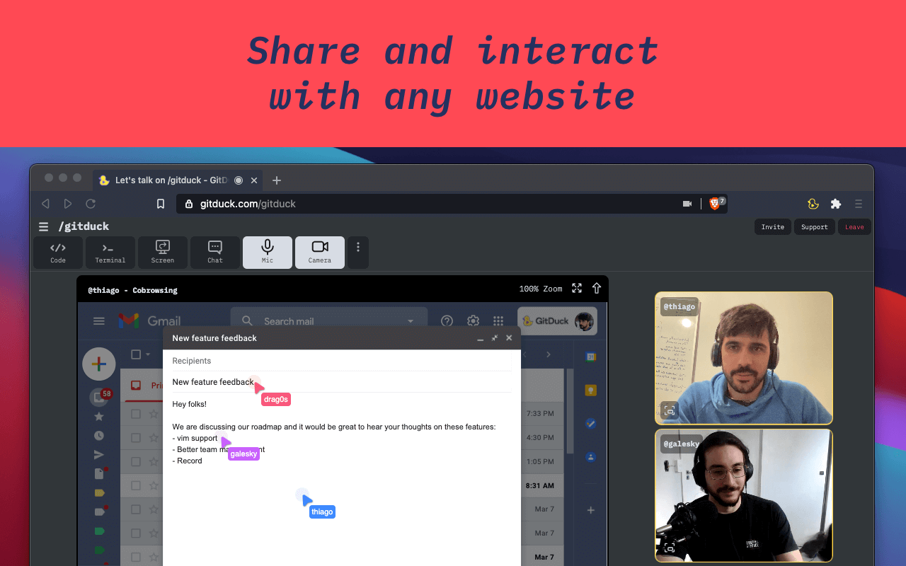 Duckly Cobrowsing web sharing with debugging chrome谷歌浏览器插件_扩展第2张截图
