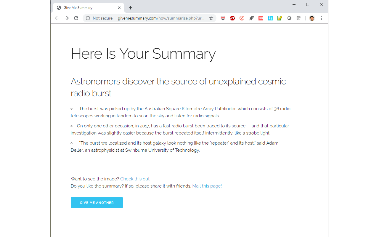 Give Me Summary chrome谷歌浏览器插件_扩展第2张截图