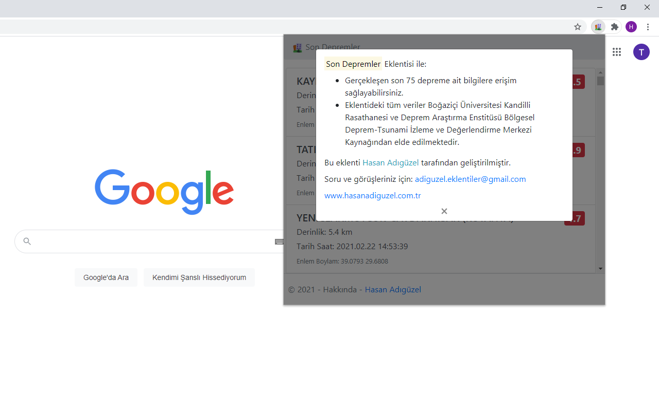 Son Depremler chrome谷歌浏览器插件_扩展第2张截图