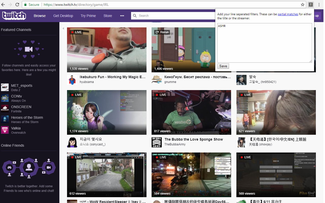 Twitch Channel Filter chrome谷歌浏览器插件_扩展第2张截图