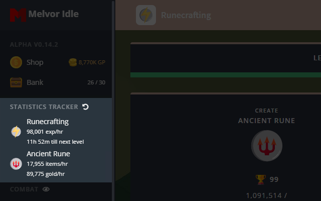 MelvorIdle - StatTracker chrome谷歌浏览器插件_扩展第1张截图