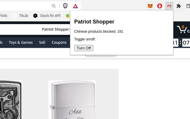 Patriot Shopper chrome谷歌浏览器插件_扩展第2张截图