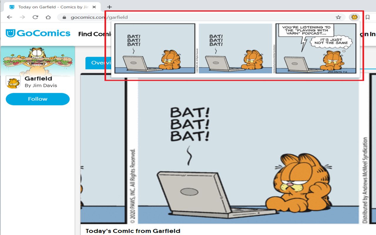 Daily Garfield Comics chrome谷歌浏览器插件_扩展第1张截图