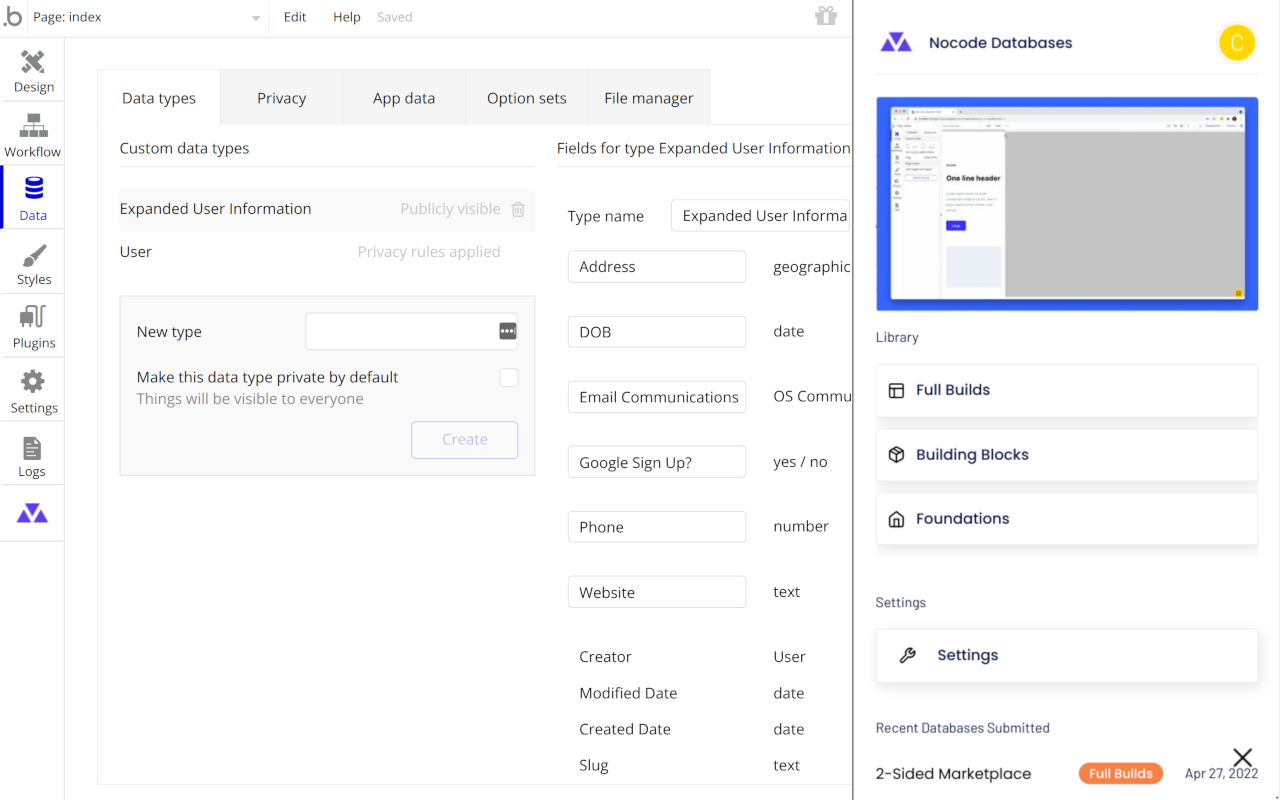 Nocode Databases chrome谷歌浏览器插件_扩展第1张截图