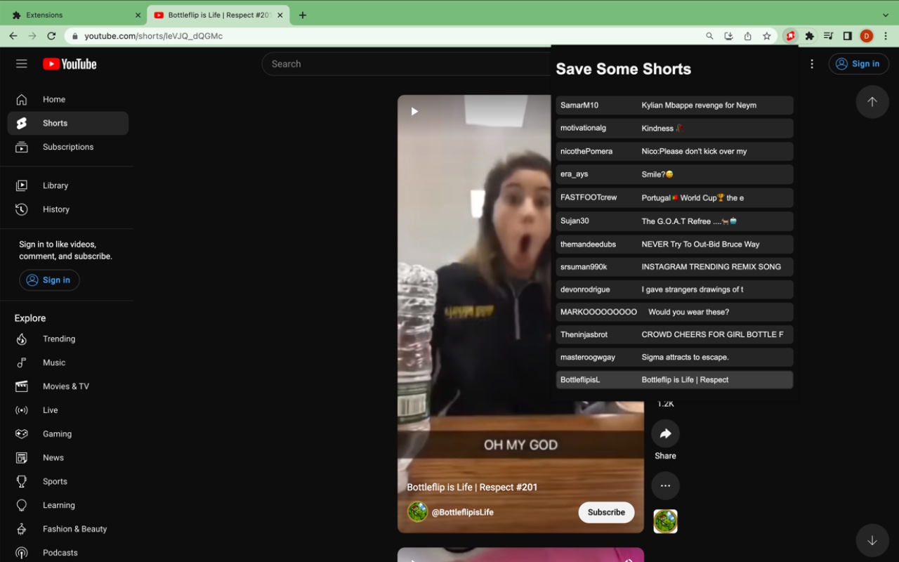 Save Some Shorts: Save & Revisit YT Shorts chrome谷歌浏览器插件_扩展第1张截图