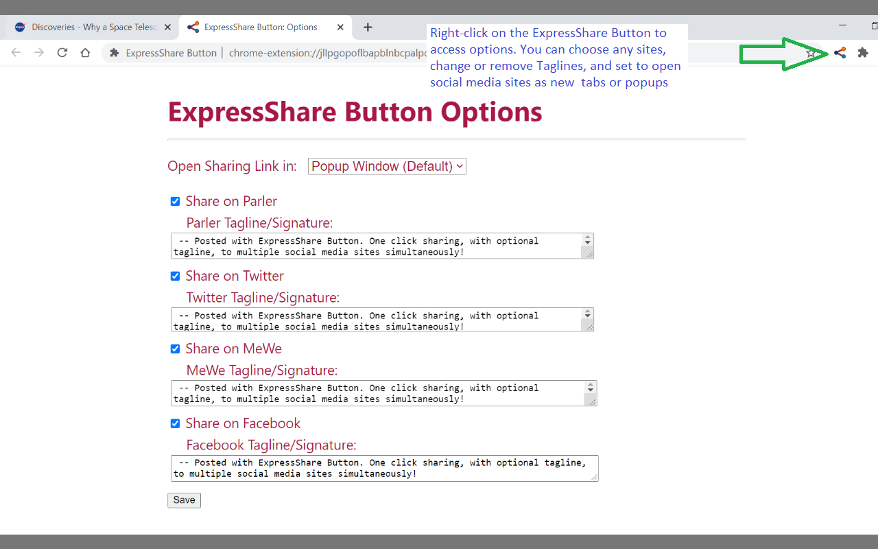 ExpressShare Button chrome谷歌浏览器插件_扩展第1张截图