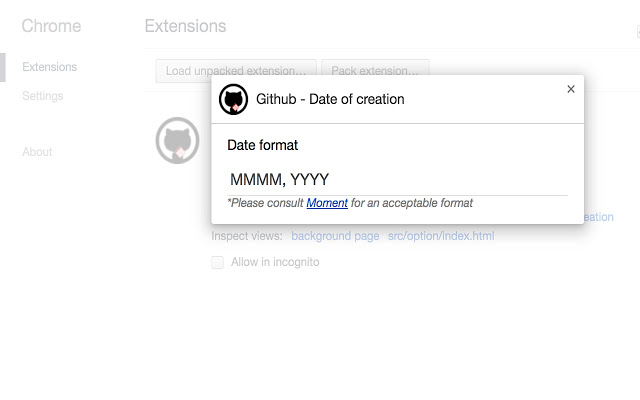 Github - Date of creation chrome谷歌浏览器插件_扩展第1张截图