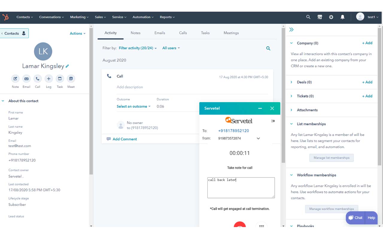 Servetel Extension For Hubspot chrome谷歌浏览器插件_扩展第1张截图
