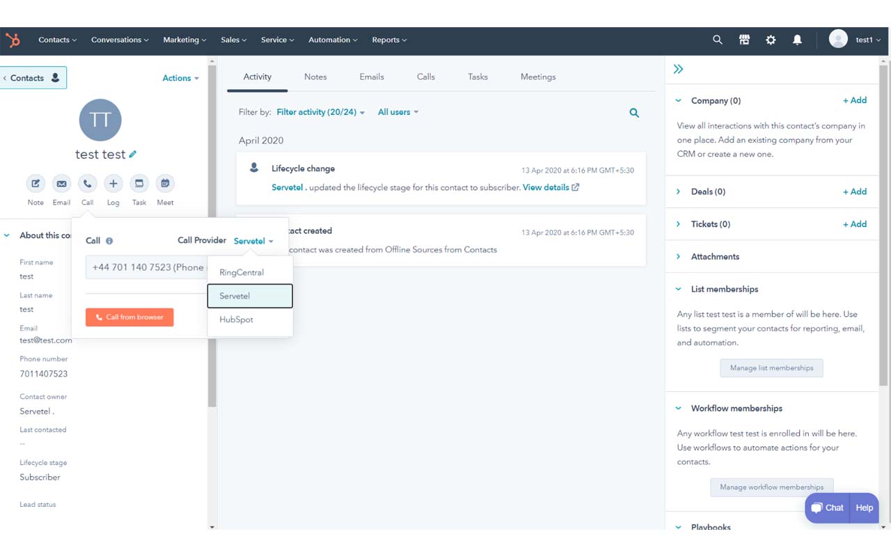 Servetel Extension For Hubspot chrome谷歌浏览器插件_扩展第3张截图