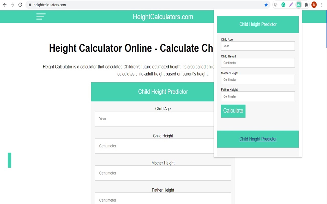 Height Calculator Online chrome谷歌浏览器插件_扩展第2张截图