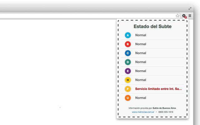 Estado del Subte chrome谷歌浏览器插件_扩展第1张截图