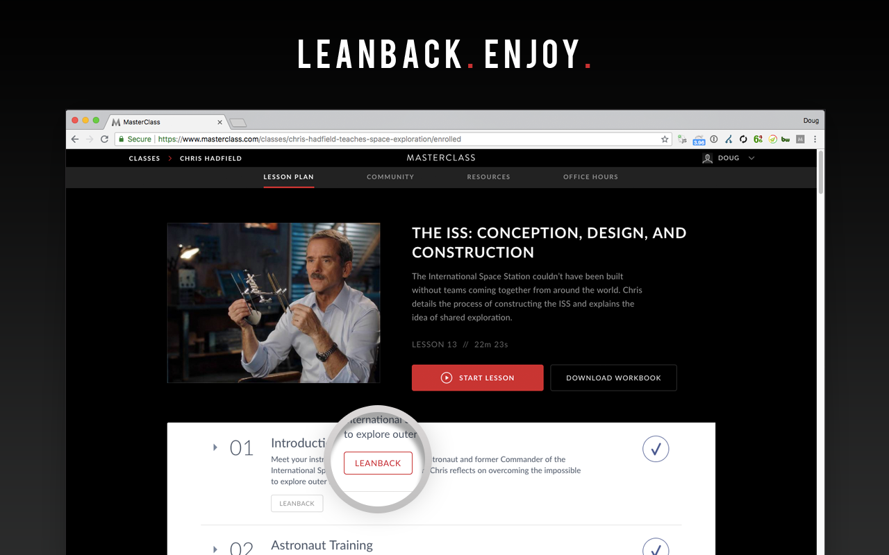 MasterClass LeanBack chrome谷歌浏览器插件_扩展第1张截图