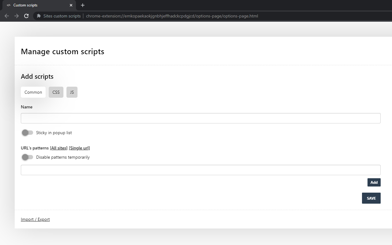 Sites custom codes - inject CSS and JS chrome谷歌浏览器插件_扩展第2张截图
