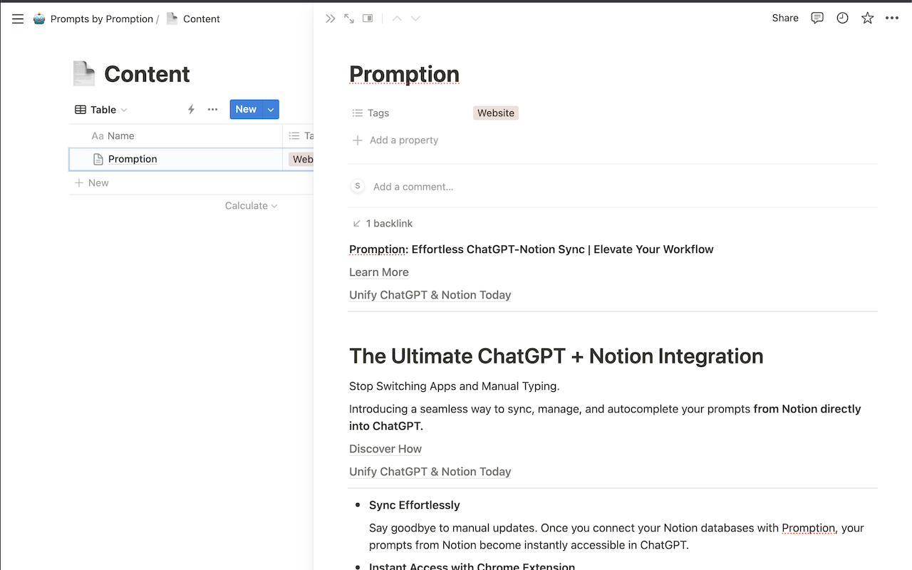 Promption: Notion Integration for ChatGPT chrome谷歌浏览器插件_扩展第1张截图