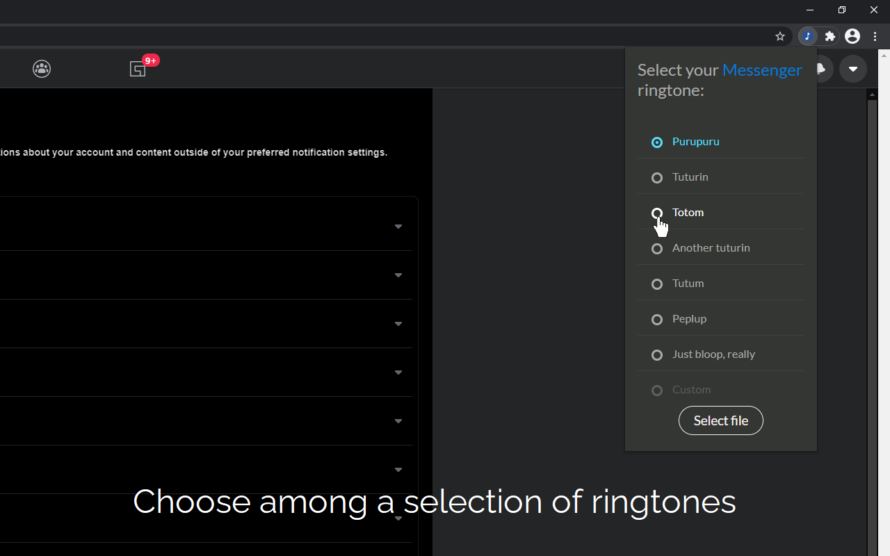 Ring a ton - A Messenger ringtone customizer chrome谷歌浏览器插件_扩展第1张截图