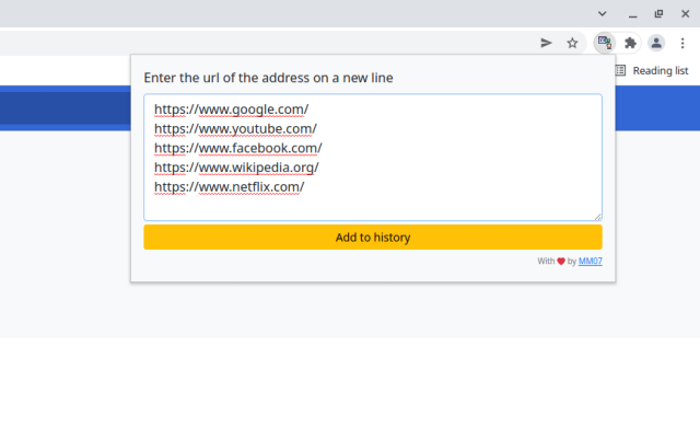 Add URL to History chrome谷歌浏览器插件_扩展第2张截图