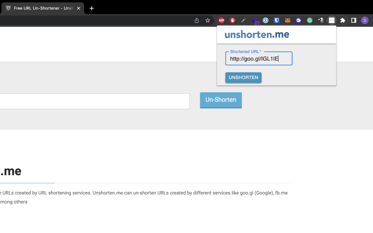 Unshorten.Me chrome谷歌浏览器插件_扩展第2张截图
