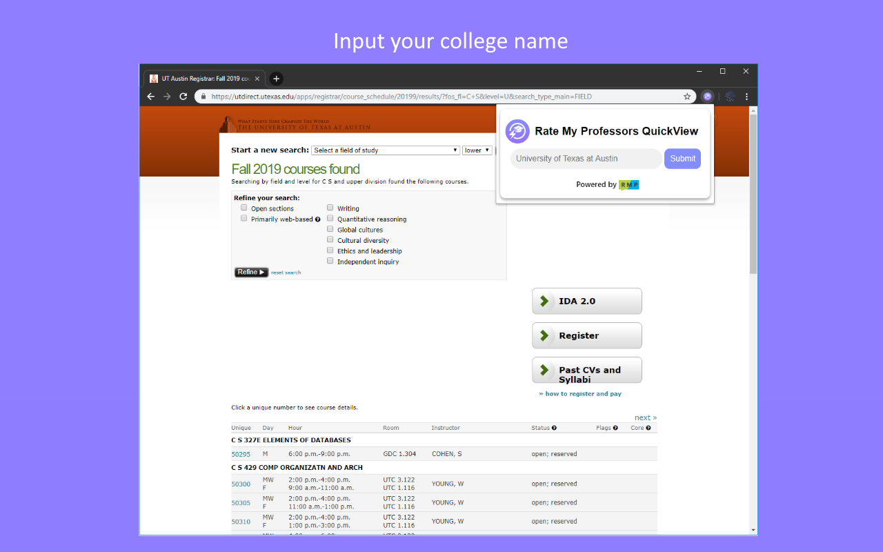 Rate My Professors QuickView chrome谷歌浏览器插件_扩展第1张截图