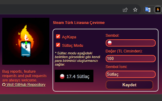 Steam Türk Lirasına Çevirme chrome谷歌浏览器插件_扩展第1张截图