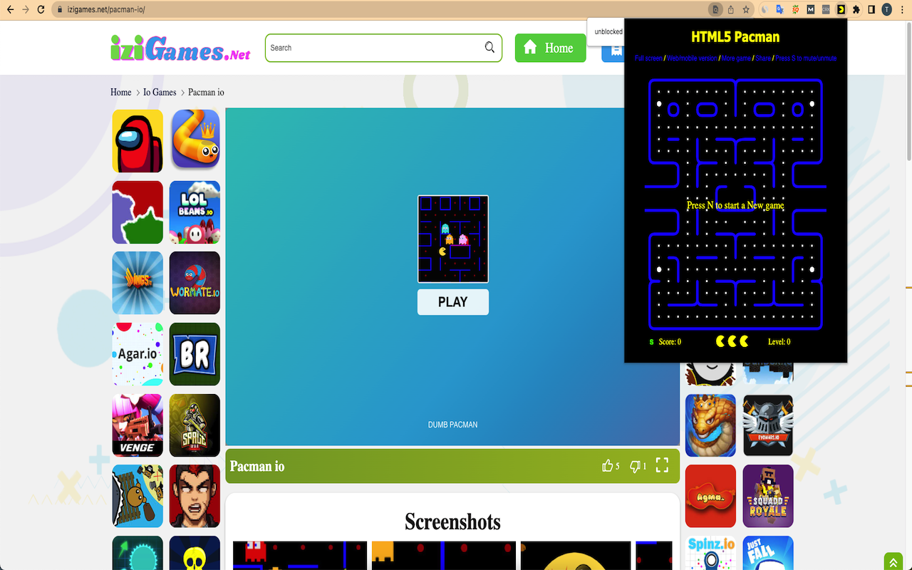 Pacman Io Unblocked Game Offline chrome谷歌浏览器插件_扩展第3张截图