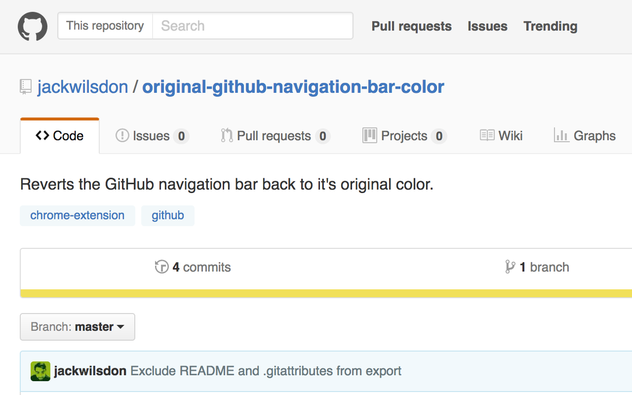 Original GitHub Navigation Bar Color chrome谷歌浏览器插件_扩展第1张截图