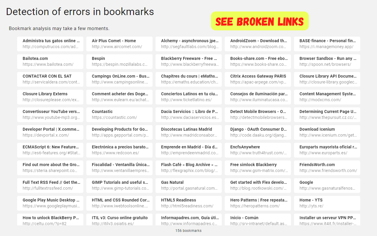 Bookmarks Clean - Detect damaged bookmarks chrome谷歌浏览器插件_扩展第1张截图