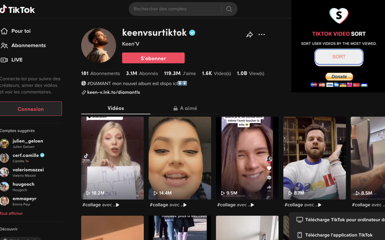 Tiktok user videos sort chrome谷歌浏览器插件_扩展第1张截图