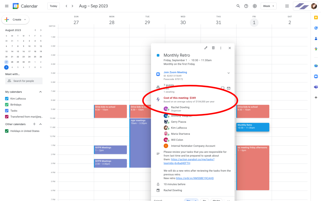 Cost Of Meeting for Google Calendar chrome谷歌浏览器插件_扩展第1张截图
