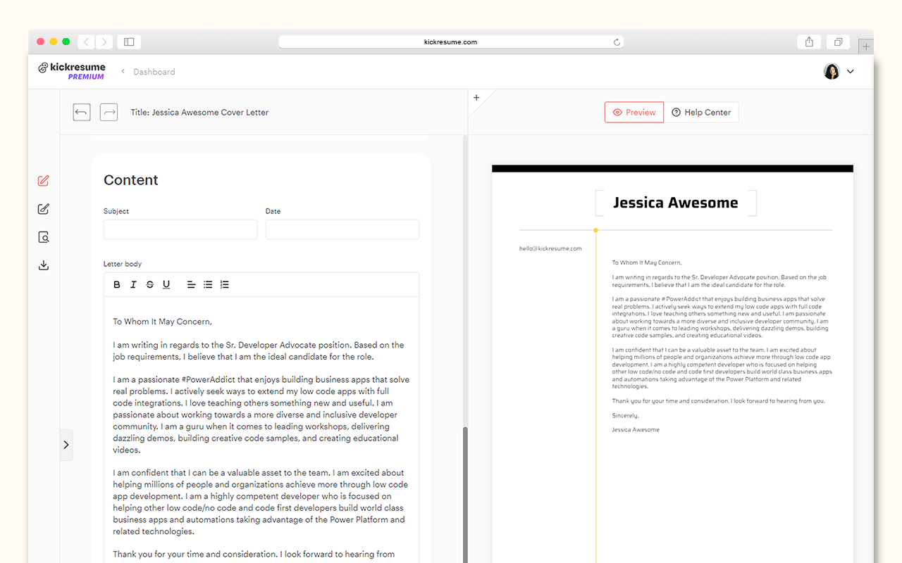 AI Cover Letter Generator by Kickresume chrome谷歌浏览器插件_扩展第1张截图